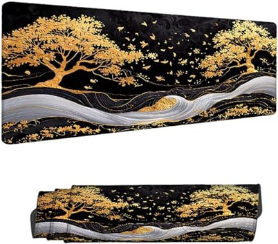 Mouse Mat Black Gaming Mouse Pad 1200 x 600 MM XXL Extended Desk Mat, Keyboard Mousepad Tree, Water-Resistant Surface and Non-Slip Base Mousemat, for Gaming Office Desk Accessories for Men H-11906
