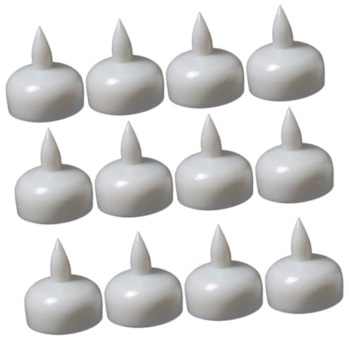 WATIIFUFU 12PCS Waterproof LED Floating Candle Lights for Spa and Bathtub, Cold White Flashing Plastic Waterproof Candle Lamps, Stylish Decorative LED Lights for Hot Tub and Bathroom