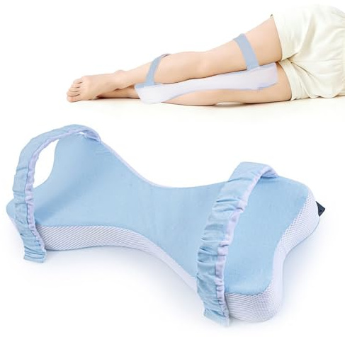 BUERPINKING Extra großes orthopädisches Kniekissen für Seitenschläfer, 53cm Kniekissen Zum Schlafen, Knie Kissen, Ergonomisches Beinkissen Mit Gürtel, für Beine, Hüfte & Rücken (Blau)