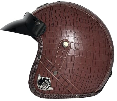 Aperto Casco Moto 3/4 Vintage Casco Mezzo Da Scooter Omologato DOTECE Caschi Jet E Demi-Jet Caschi Pelle Cromwell Ciclomotore Per Adulti Uomini Donne Elmetto Scodella Retrò T,XXL:63-64CM
