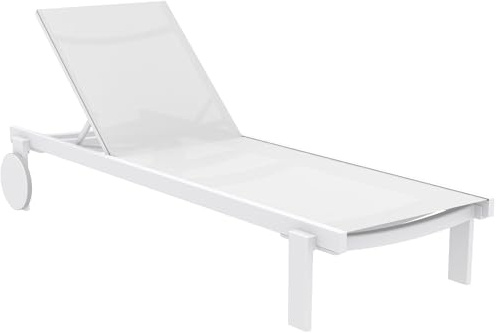 CLP Sonnenliege wetterfest mit Rollen Casablanca, Gartenliege stapelbar, Liegefläche schnelltrocknend und wasserabweisend, Aluminiumgestell, Farbe:weiß