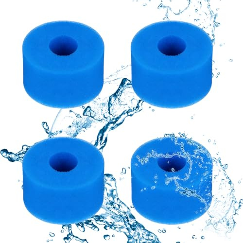 QTORCHE Intex 4X Filtres Mousse pour Spa Type S1 & Bestway Lay-Z-Spa - Filtre Piscine et Jacuzzi Lavable - Éponge de Filtration Réutilisable pour Eau Claire & Saine - 108x73mm