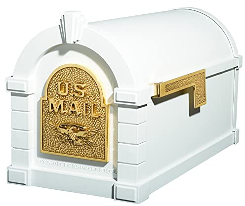 Gaines KS-1A - Eagle Keystone Series Mailboxes - White/Polished Brass
