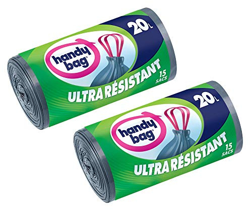 Práctico Bolsa - 3557880353308 - Bolsas de Basura manijas corredera - ultra-resistente - 20 L - 45 x 50 cm - 15 x - Conjunto de 2