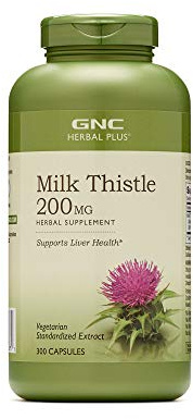GNC Herbal Plus Milk Thistle 200mg Supplement, Vegetarian, Supports Healthy Liver Function, 300 Servings