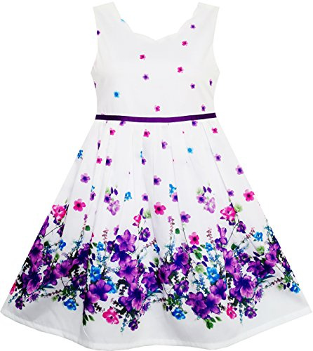 Sunny Fashion Vestito Bambina Elegante Principessa Fioritura Fiore in Vento 10 Anni
