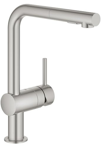 GROHE 30300DC0 Minta Pull-Out Kitchen Faucet Supersteel (Stainless Steel)