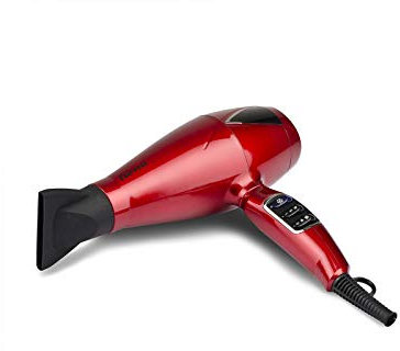 Girmi PH60 Asciugacapelli Professionale, 2100 W, Motore AC, Diffusore, 2 Velocità, 3 Temperature, Rosso