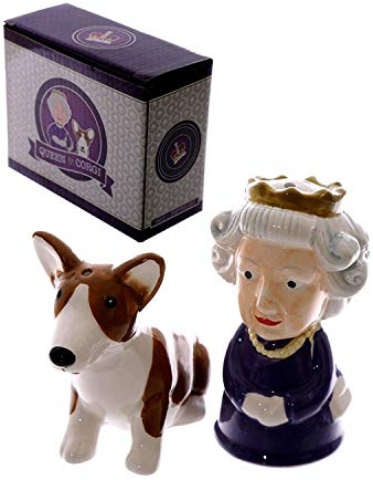 Novelty Cruet Salt and Pepper Sets Ceramic Collectables Hotdog or Queen (Queen)