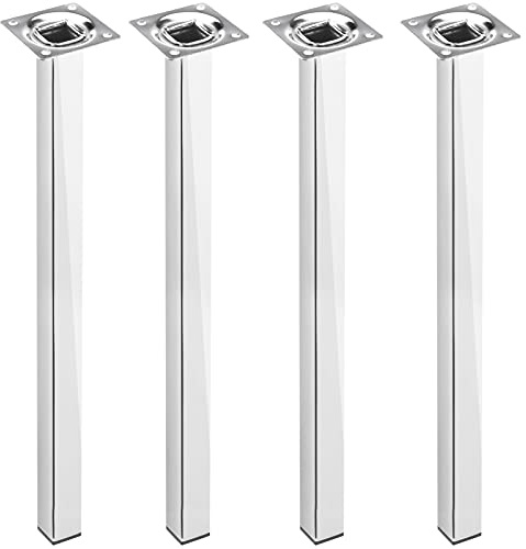 PrimeMatik - Pies Cuadrados para Mesa y Mueble. Patas en Acero Cromado de 75cm 4-Pack