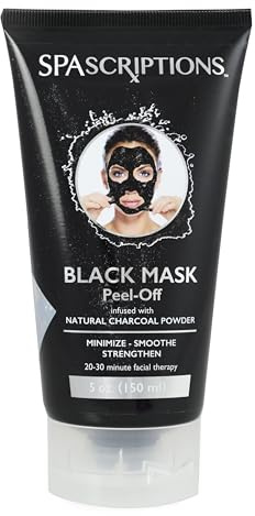 SpaScriptions Charcoal Peel Off Face Mask – Blackhead Remover & Pore Cleansing Black Mask with Salicylic Acid & Tea Tree Oil For Blemish Prone Skin, Detoxifying & Oil Control Skincare, 5 fl oz