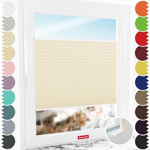 Schuette® Plissee mit Bohren zum Anschrauben ● Thermo Kollektion: Milk Tea (Beige) ● 60x100cm (Breite x Höhe) ● Suprafix Faltrollo Befestigung ● Bequeme Rollo Montage inkl. Video