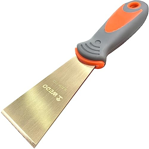 WEDO Profi Malerspachtel 50mm,Aluminiumbronze,Malerwerkzeuge,Gesamtlänge 203mm,BAM & FM Zertifiziert,DIN Norm,Sicherheitsspachtel,Spachtel für Trockenbau,Gips & Farbschaber