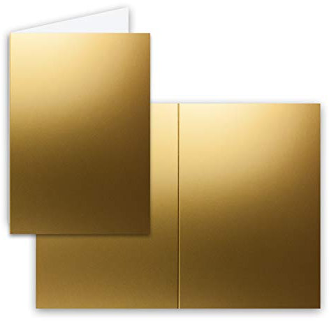 25 Faltkarten B6 - Gold metallic - Blanko Doppel-Karten - 12 x 17 cm - sehr formstabil - für Drucker geeignet - Serie: FarbenFroh