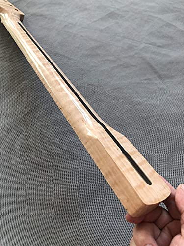 Tiger Flame Gitarrenhals, Ahornholz, 21 Bünde, 64,8 cm, Perlmutt-Inlay, natürlicher Glanz