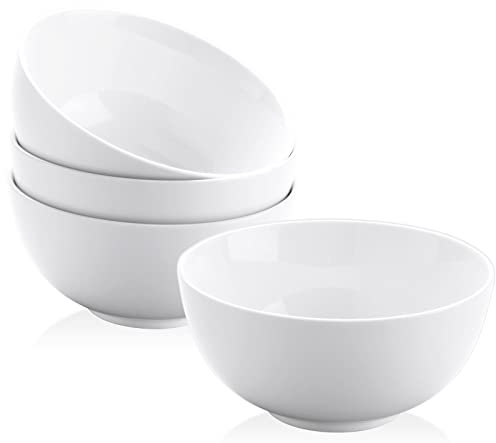 Yedio 22 OZ White Ceramic Bowls Set of 4, Soup Bowls for Kitchen