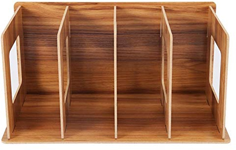 Kuuleyn Holz Aktenhalter, Faltbarer Stehsammler A4,Zusammenklappbarer Zeitschriftenhalter Diy Desktop Bücherregal Rack Bücher Dvd Lagerung Zeitschriftenhalter Mit 4 Fächer(Kirschholz)