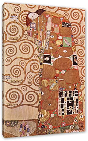 Pixxprint Gustav Klimt - Die Umarmung, Größe: 80x60cm, Leinwandbild, fertig gespannt, Wandbild, Dekoration, Kunstdruck, kein Poster