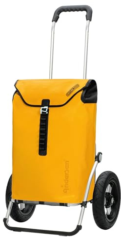 Andersen Carro de Compra Royal Aluminio Plegable con Ruedas neumaticás Ø 29 cm y 49 litros Bolsa Ortlieb Amarillo