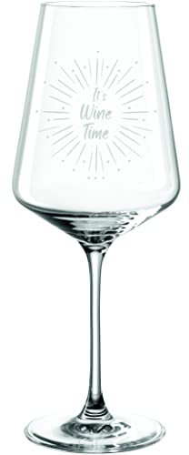 EKM Living Leonardo Puccini Weinglas 560ml mit Gravur It's Wine Time Rot- & Weisswein - Geburtstagsgeschenk für Weinliebhaber, Frauen, Männer, Freundin Freund (It's Wine Time)