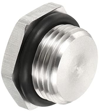 PATIKIL M18x1.5 Stecker Wasserdicht Staubdicht mit Dichtung 304 Edelstahl | Gewinde Sechskantkopf Sockel Massives Rohr Fitting Gummi Ring