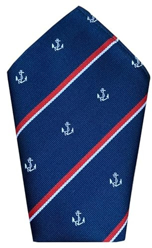 Herren-Taschentuch mit Anker-Motiv, 30,5 cm, Einstecktuch, Marineblau, Rot, Weiß, Einheitsgröße