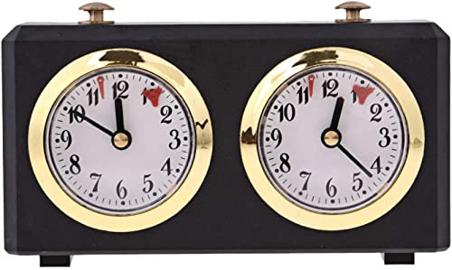 Schachuhr Timer, Professioneller Schachuhren Analog Mechanischer, Wettkampf Timer Uhrwerk angetriebener Analog Chess Clock für Turnier Brettspiel, Zuhause Schach, Go(Schwarz)