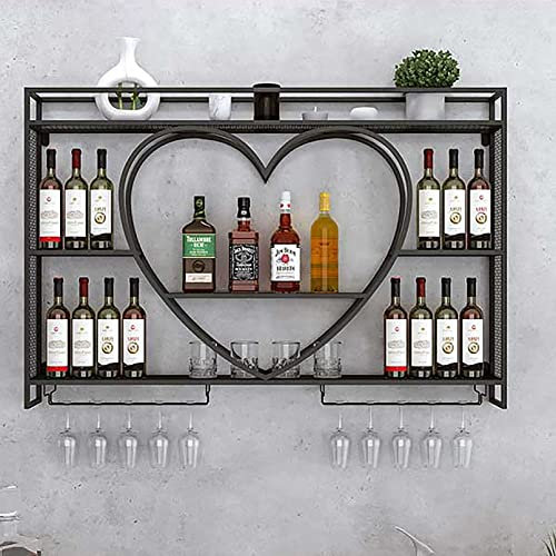 Modern Wall Mounted Wine Rack, Metal Wine Bottle Rack, Wall Mount Wine Rack, Glass Rack Iron Display Stand, Wall Wine Racks For Wine Bottles, Wine Holder With Shelves, For Bar Living Room Restaurant (