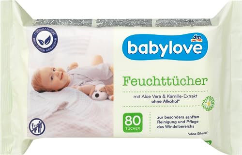 Babylove Feuchttücher und co (1x 80 Tücher, Aleo Vera & Kamille Tücher)