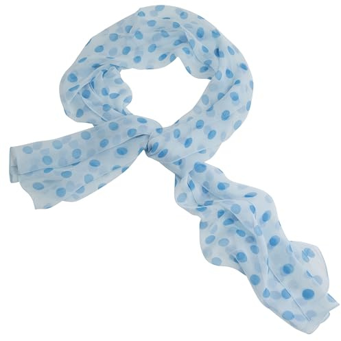 AERZETIX - C68697 - Halstuch schal aus 100% polyester mit seideneffekt muster blauen punkten - 50x160 cm - farbe hellblau