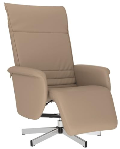 vidaXL Relaxsessel, Drehbar Sessel mit Liegefunktion, Fernsehsessel Verstellbare Rückenlehne Fußteil, Liegesessel Ruhesessel Polstersessel, Cappuccino-Braun Kunstleder