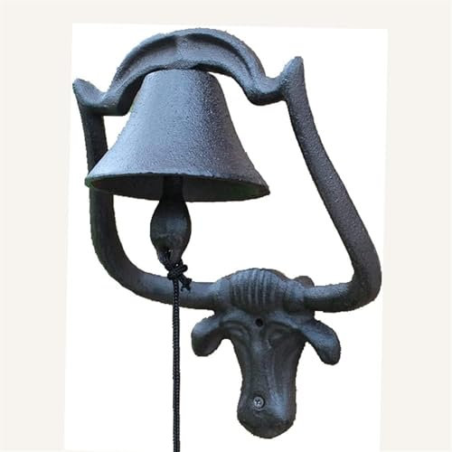 Vintage-Türklingel aus Gusseisen, manuelles Schütteln der Türklingel, Gusseisen-Wandglocke, dekorative Vieh-Türklingel, rustikaler Stil, Türglocke, Garten, Zuhause, Wanddekoration, antike Glocke, Baue