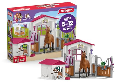 Box mit Hannoveraner Stute und Australian Shepherd, Pferdefigur und Zubehör, SCHLEICH 72218 Horse Club, ab 5 Jahren