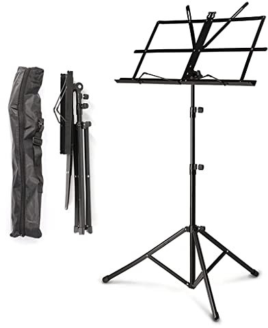 Notenständer, Höhenverstellbarer Notenständer aus Metall, Zusammenklappbar, Mit Aufbewahrungstasche, Geeignet Für Kirchenbands Und Klassenzimmer