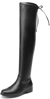 DREAM PAIRS Women's Thigh High Boots Low Block Heel Casual Fashion Over the Knee Boots,Size 8,Black-Pu,SDOB2402W
