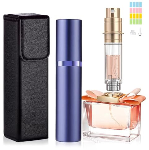 JOOMOKO Atomizador de perfume rellenable, 5 ml, botella vacía de viaje, atomizador de perfume para viajes, mini atomizador para viajes, mini atomizador, botellas de perfume vacías para viajes (morado)