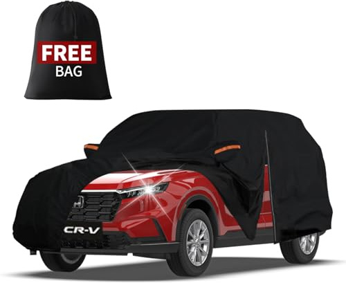 FiveFox Heavy Duty SUV Car Cover Custom Fit for Honda CRV, Toyota RAV4 1996-2024 2025, 10-Layers Waterproof All Weather Full Exterior Cover Rain Hail Outdoor Protector with Door Zipper & Cotton