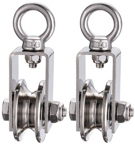 KCNOFNC 40mm Umlenkrolle mit 2 Kugellager, Edelstahl Fitness flaschenzug，Umlenkrollen für 8mm Seile Stahlseil, Tragkraft 200kg 2 Stück
