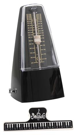 Mechanisches Metronom für Klavier und Geige, 1 Stück Schwarz | Abs und Metallausführung, Notenclip Enthalten, Klassisches Design für Übungsphasen Zufällige Farbe
