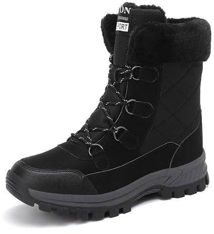 VERROL Bottes de neige pour femme Chaussures d'hiver doublées de fourrure Imperméables Antidérapantes Outdoor Bottes de randonnée mi-mollet Légères