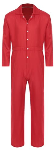 Oyolan Tuta da Lavoro Uomo Tuta da Lavoro Manica Lunga Abbigliamento Meccanico S-3XL, rosso, M