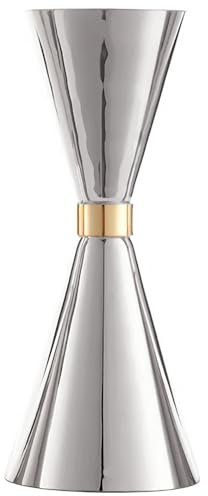 BarBits Japanese Cone Cocktail Jigger - Stainless Steel with Gold Band, Professional Drink Spirit Measure, 25ml - 50ml