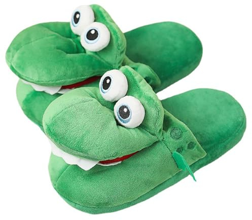 Wuzdy Pantuflas Cocodrilo, Felpa para Mujeres y Hombres, Divertidas Pantuflas Dibujos Animados, Cómodas en Casa y Casual Invierno, Antideslizantes Suela