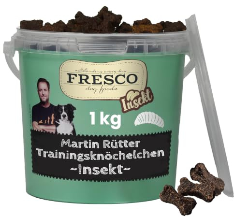 FRESCO Dog Martin Rütter Trainingsknöchelchen Insekt 1kg | Hundeleckerli hypoallergen & getreidefrei mit 92% Insektenprotein | Geruchs- & fettarm | Gesunde Hunde Leckerlis fürs Hundetraining