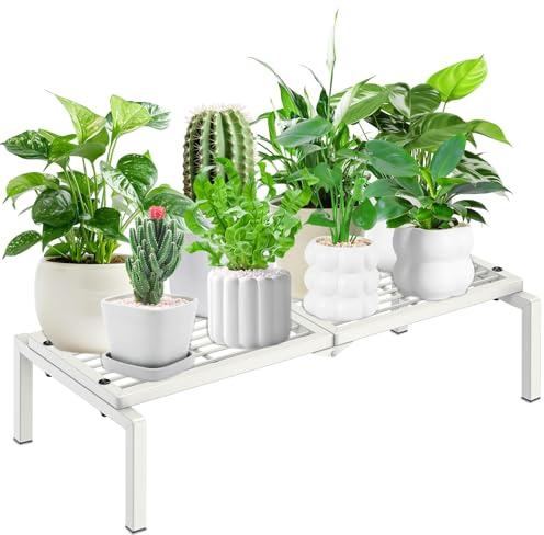 Gouisalin 1 Tier Metall Blumenregal Pflanzenregal, Blumenständer Pflanzenständer Blumenbank Blumentreppe, Blumentopfständer Pflanzentreppe Standregal für Innen Garten Balkon Deko (Weiß)