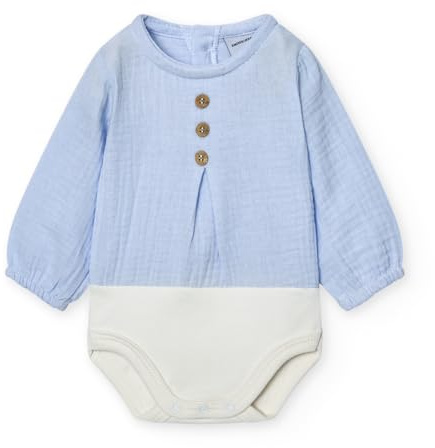 BABIDU Långärmad babybody i 100% bomull, babybody för nyfödda av mjukt bambulatyg, andas och allergivänliga för känslig hud, knappstängning, unisexkläder för pojkar