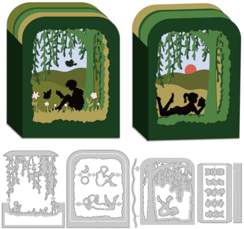 Delorigin - Matrices de corte de caja de lectura 3D para la fabricación de tarjetas matrices de corte de acero al carbono para scrapbooking plantillas de estampado para caja de bricolaje de papel