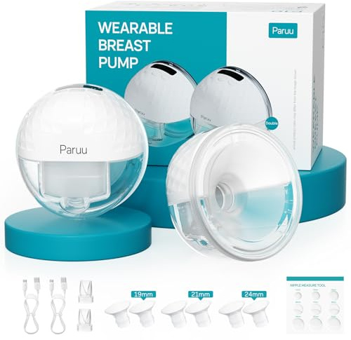 Paruu P10 Milchpumpe Elektrisch Freihändig, 338mmHg Starke Saugleistung, 4 Modi 9 Stufen mit 19/21/24/28mm Flansch, Elektrische Milchpumpe Tragbar mit Smart-Display (2, White)