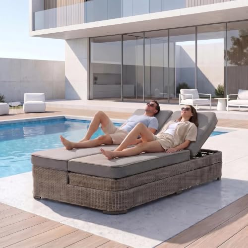 Sunjoy 2-Person Outdoor Sun Lounger, 5-level Reclining Backs