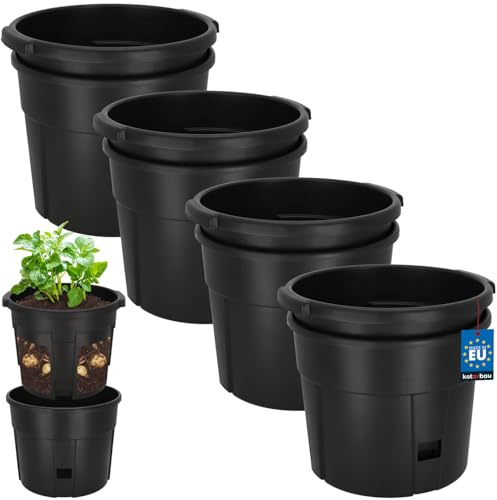 KOTARBAU Set med 4 potatisodling – hink för planteringspotatis – ⌀ 29,5 cm – plast – potatis – planteringskruka – svart – planteringskruka – stor – utomhus
